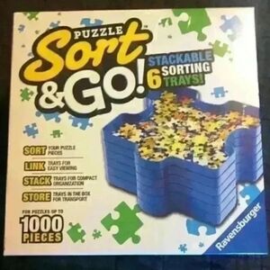 Ravensburger Sort And Go Puzzle Sorter. 6 Stackable Trays. Fits Up To 1000Pieces